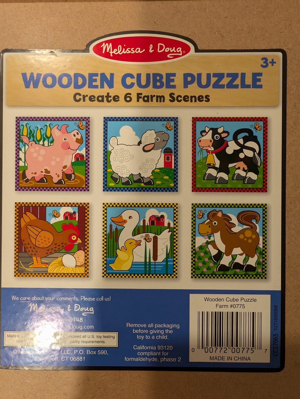 Melissa & Doug Wooden Cube Puzzle - 6 Farm Scenes